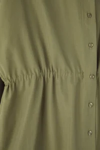 Trendyol Curve Khaki Shirred Long Sleeve Weaving Plus Size Shirt - Image 6