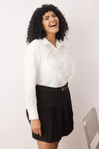 Trendyol Curve Ecru Long Sleeve Heart Patterned Plus Size Shirt - Image 2