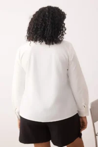 Trendyol Curve Ecru Long Sleeve Heart Patterned Plus Size Shirt - Image 4