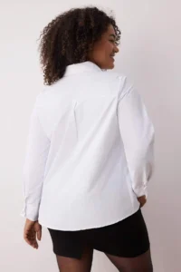 Trendyol Curve Ecru Bow Detailed Long Sleeve Weaving Plus Size Shirt - Image 4