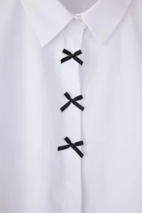 Trendyol Curve Ecru Bow Detailed Long Sleeve Weaving Plus Size Shirt - Image 6