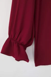 Trendyol Curve Burgundy Baby Collar Pompom Detailed Regular Normal Pattern Weaving Plus Size Shirt - Image 6
