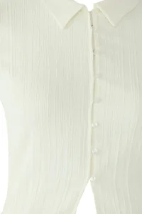 Trendyol Curve Ecru textured Fitted Bele Oturan Weaving Plus Size Shirt - Image 6