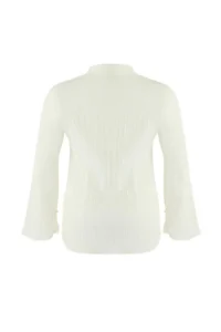 Trendyol Curve Ecru textured Fitted Bele Oturan Weaving Plus Size Shirt - Image 7