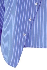 Trendyol Curve Mavi Striped Asymmetric Yaka Drop Sleeve Weaving Plus Size Shirt - Image 7