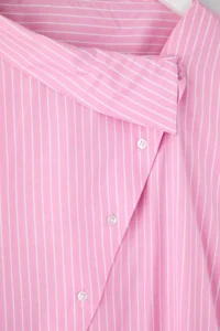 Trendyol Curve Pink Striped Asymmetric Yaka Drop Sleeve Weaving Plus Size Shirt - Image 6
