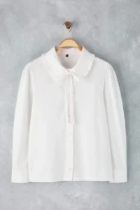 Trendyol Curve Premium Ecru Baby Collar Long Sleeve Plus Size Shirt - Image 5