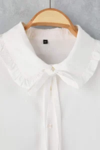 Trendyol Curve Premium Ecru Baby Collar Long Sleeve Plus Size Shirt - Image 6