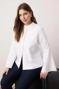 Trendyol Curve White Spanish Arm Regular Weaving Shirt - Image 2