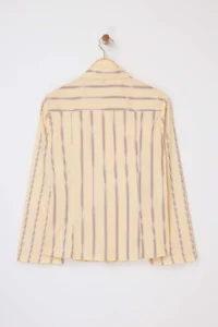 Trendyol Curve Yellow-Multicolored Waist Shirred Fitted Shirt with Wide Sleeves - Image 6