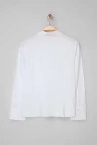 Trendyol Curve Wardrobe Essentials White Hafif Bele Oturan Cotton Weaving Shirt - Image 6