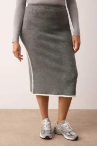 Trendyol Curve Anthracite Stripe Detailed Midi Size Knitwear Skirt - Image 3