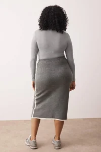 Trendyol Curve Anthracite Stripe Detailed Midi Size Knitwear Skirt - Image 4