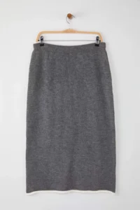 Trendyol Curve Anthracite Stripe Detailed Midi Size Knitwear Skirt - Image 7