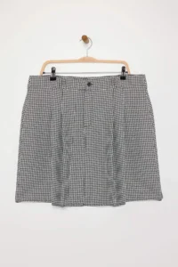 Trendyol Curve Multicolored Mini Goose Feet Patterned Weaving Plus Size Skirt - Image 5