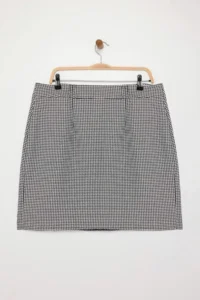 Trendyol Curve Multicolored Mini Goose Feet Patterned Weaving Plus Size Skirt - Image 6