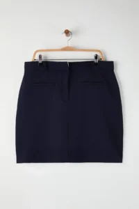 Trendyol Curve Navy Blue Contrast Belt Detailed Mini Weaving Plus Size Skirt - Image 8