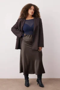 Trendyol Curve Brown Weaving Plus Size Skirt - Image 2