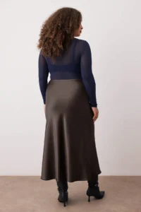 Trendyol Curve Brown Weaving Plus Size Skirt - Image 4