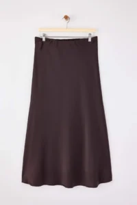 Trendyol Curve Brown Weaving Plus Size Skirt - Image 7