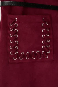 Trendyol Curve Burgundy with pocket Suede Weaving Plus Size Skirt - Image 6