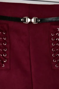 Trendyol Curve Burgundy with pocket Suede Weaving Plus Size Skirt - Image 7