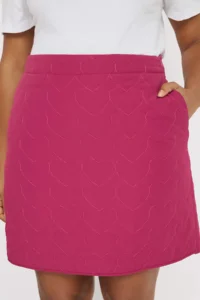 Trendyol Curve Teen Cherry Quilted Heart Patterned Weaving Plus Size Skirt - Image 3
