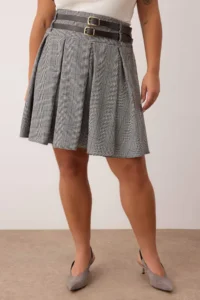 Trendyol Curve Multicolored Plaid/Checkered Arched Weaving Mini Plus Size Skirt - Image 3