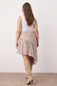 Trendyol Curve Multicolored Snake Patterned Asymmetric Weaving Plus Size Midi Skirt - Image 4