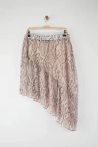 Trendyol Curve Multicolored Snake Patterned Asymmetric Weaving Plus Size Midi Skirt - Image 7