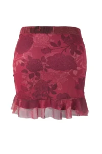 Trendyol Curve Burgundy Floral Mini Knitting Plus Size Skirt - Image 8