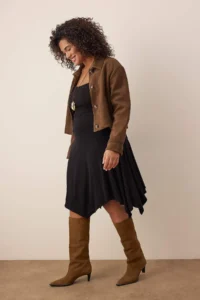 Trendyol Curve Black Elastic Waist Skirt Tip Asymmetric Knitting Midi Plus Size Skirt - Image 2