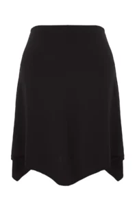 Trendyol Curve Black Elastic Waist Skirt Tip Asymmetric Knitting Midi Plus Size Skirt - Image 5