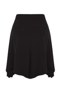 Trendyol Curve Black Elastic Waist Skirt Tip Asymmetric Knitting Midi Plus Size Skirt - Image 7