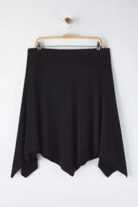 Trendyol Curve Black Elastic Waist Skirt Tip Asymmetric Knitting Midi Plus Size Skirt - Image 8