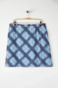 Trendyol Curve Mavi Teen Plaid Patterned Knitting Plus Size Skirt - Image 5