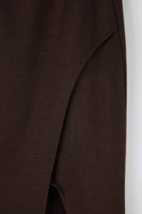 Trendyol Curve Brown Slit Detailed Knitting Flexible Material Plus Size Midi Skirt - Image 7