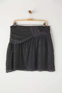 Trendyol Curve Black Puantiye Patterned Beli Shirred Mini Tulle Knitting Plus Size Skirt - Image 5
