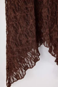 Trendyol Curve Brown Lace Asymmetric Mendil Form Midi Knitting Plus Size Skirt - Image 6