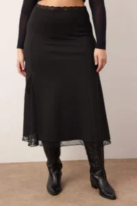 Trendyol Curve Black Midi Knitting Plus Size Skirt - Image 3