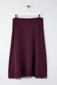 Trendyol Curve Plum Lace Slit Detailed Midi Knitting Plus Size Skirt - Image 8
