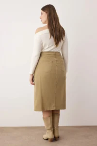 Trendyol Curve Khaki Cross Cover Denim Plus Size Skirt - Image 4