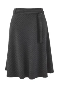 Trendyol Curve Anthracite Belt Detailed Striped Midi Weaving Plus Size Skirt - Image 5