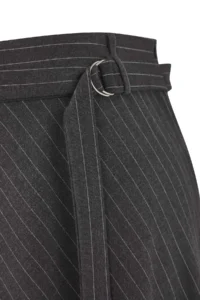 Trendyol Curve Anthracite Belt Detailed Striped Midi Weaving Plus Size Skirt - Image 6