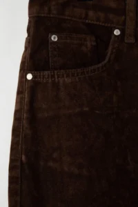 Trendyol Curve Brown slit Suede Look Plus Size Denim Skirt - Image 7