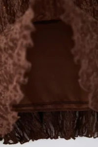 Trendyol Curve Dark Brown Skirt Tip Frilly Knitting Lace Plus Size Skirt - Image 3