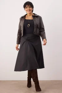 Trendyol Curve Black Node Detailed Maxi Knitting Plus Size Skirt
