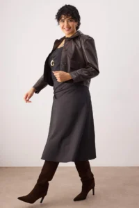 Trendyol Curve Black Node Detailed Maxi Knitting Plus Size Skirt - Image 2