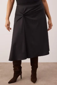 Trendyol Curve Black Node Detailed Maxi Knitting Plus Size Skirt - Image 3
