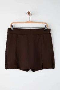 Trendyol Curve Brown slit Knitting Plus Size Skirt - Image 5
